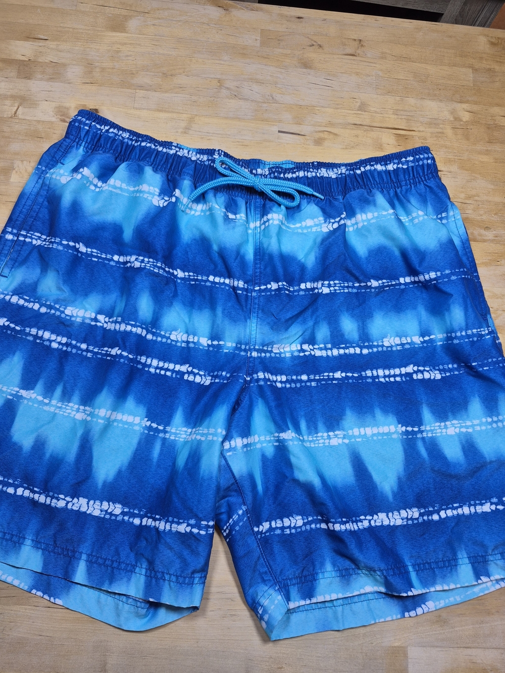 Roundtree & Yorke Blue Tie-Dye Swim Trunks